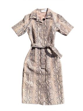 Vintage Newport News Genuine Leather Snakeskin Shirt Dress 4